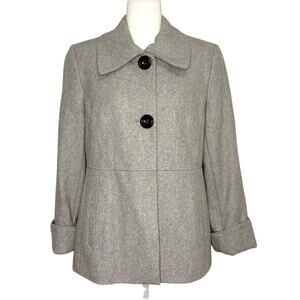 Apostrophe Wool Blend Single Breasted Pea Coat Women's L Light Gray Jacket